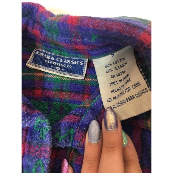 SOLD! Vintage Erika Classics Holiday Tree Plaid Flannel - Picture 8 of 8